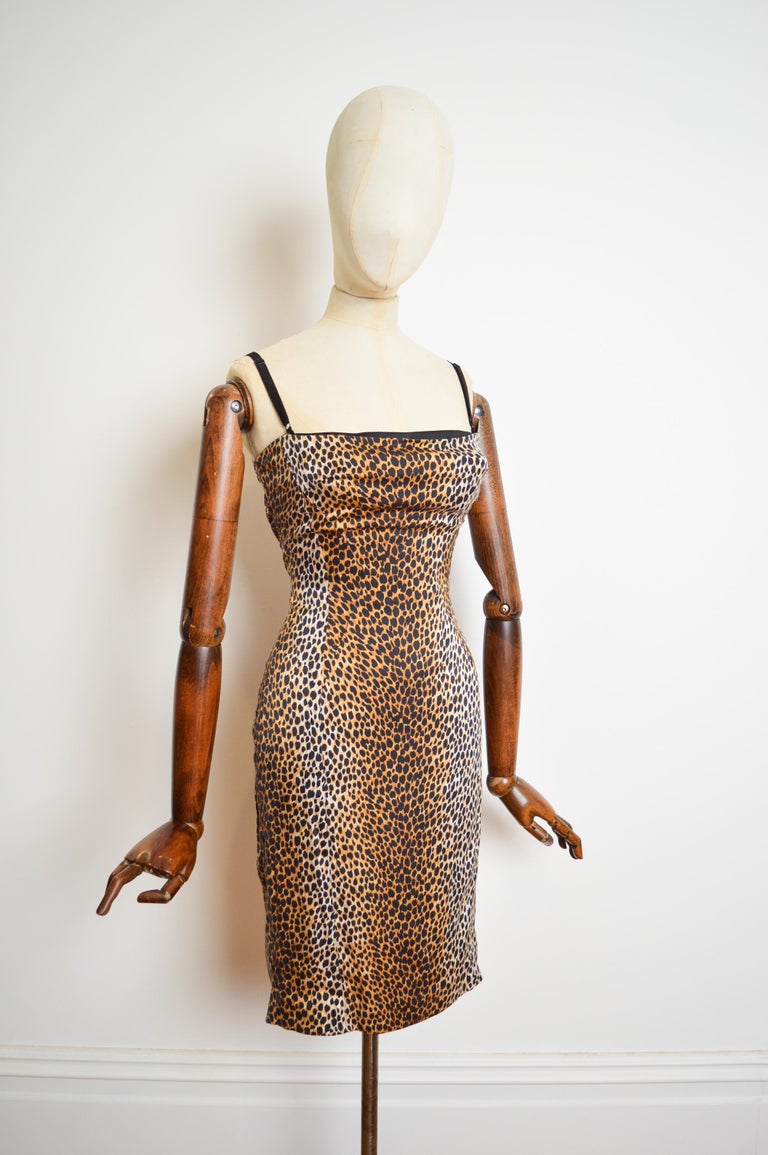 Dolce and Gabbana Iconic Leopard Cheetah print Silk Corset fitted Bodycon  Dress at 1stDibs