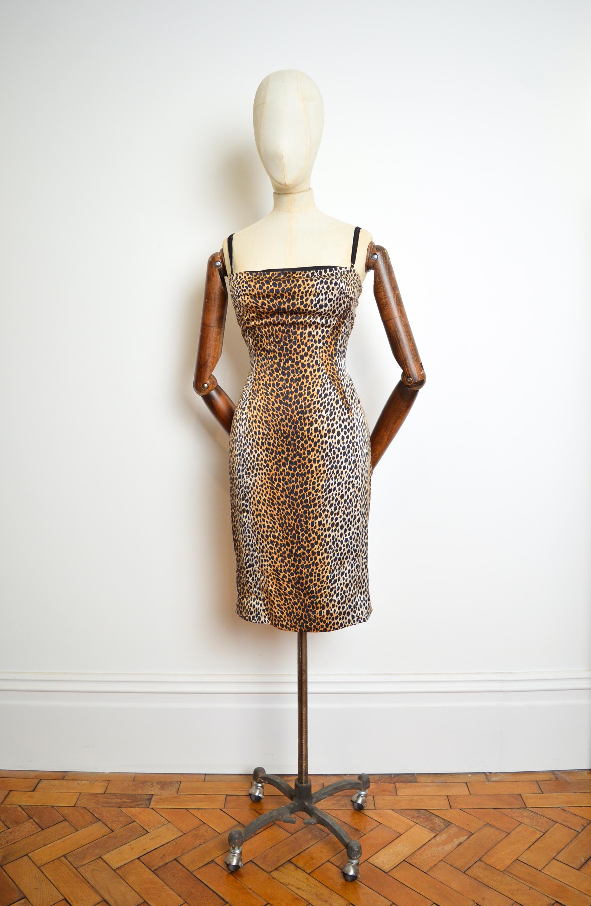 Brown Dolce & Gabbana Iconic Leopard Cheetah print Silk Corset fitted Bodycon Dress