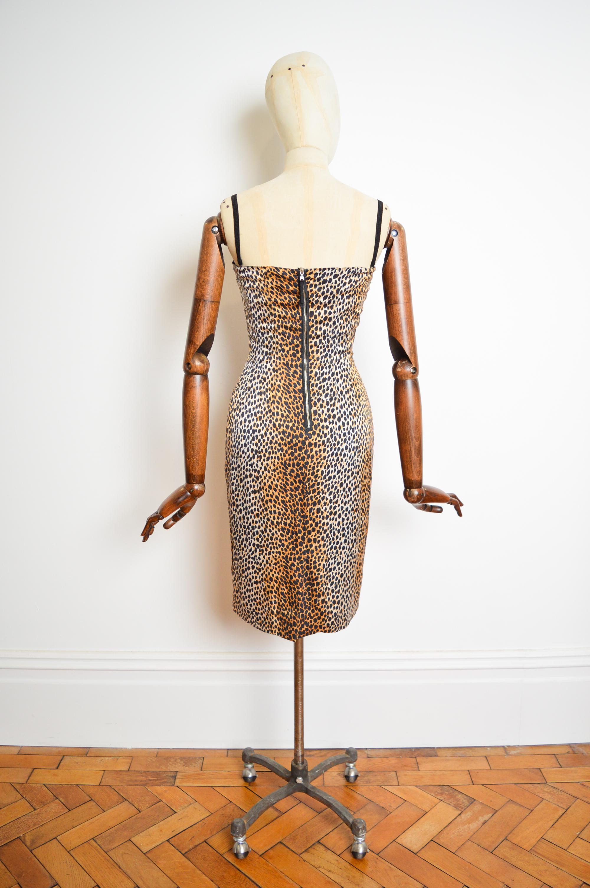 Women's Dolce & Gabbana Iconic Leopard Cheetah print Silk Corset fitted Bodycon Dress