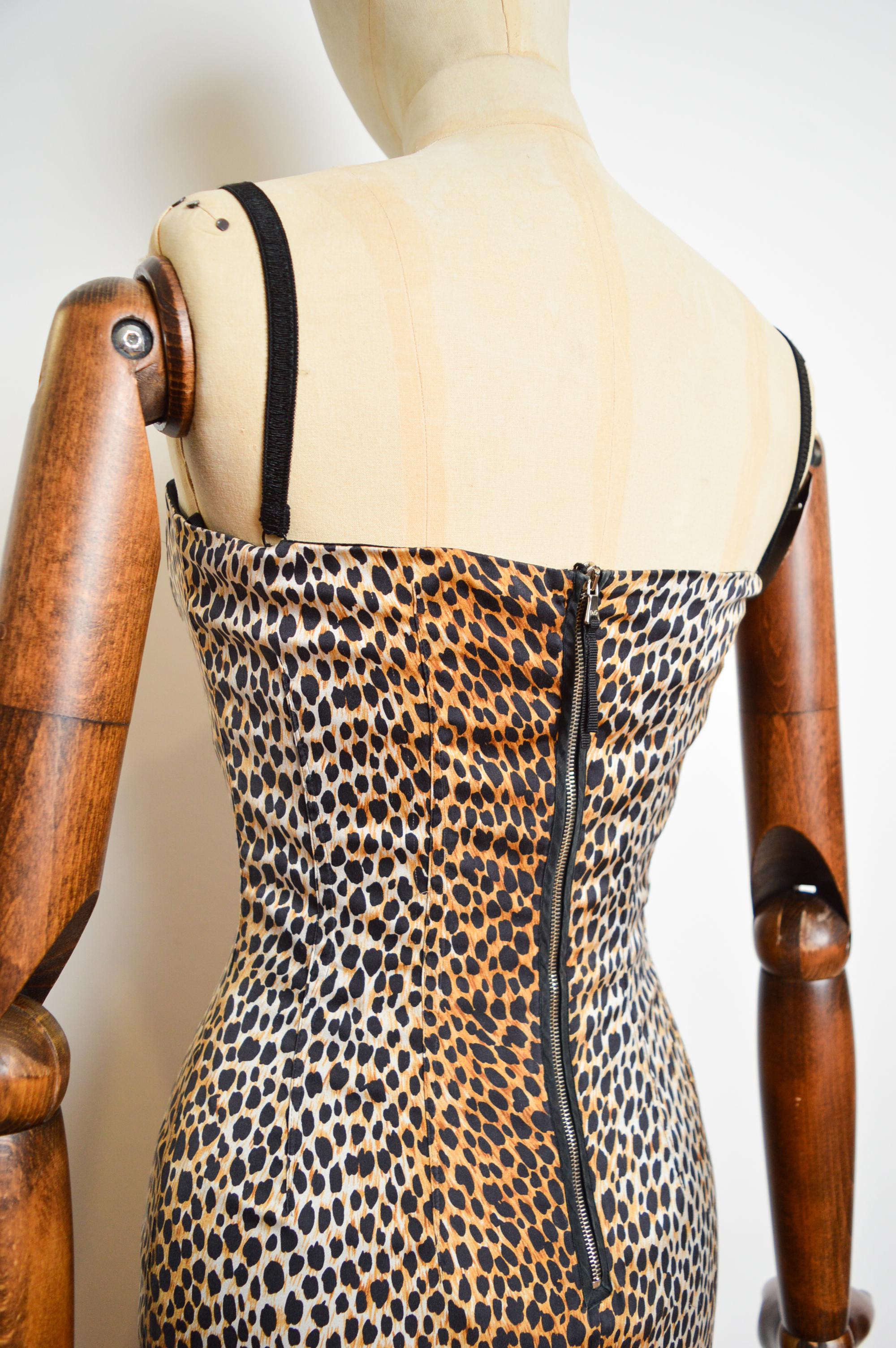 Dolce & Gabbana Iconic Leopard Cheetah print Silk Corset fitted Bodycon Dress 3