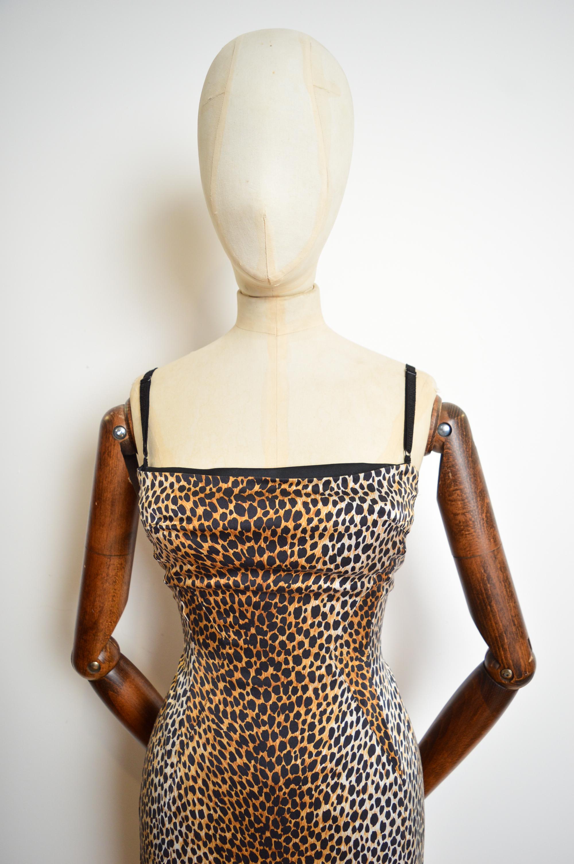 Dolce & Gabbana Iconic Leopard Cheetah print Silk Corset fitted Bodycon Dress 4