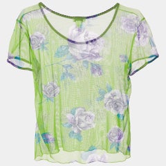 Dolce & Gabbana Intimo Green Floral Print Sheer Top S