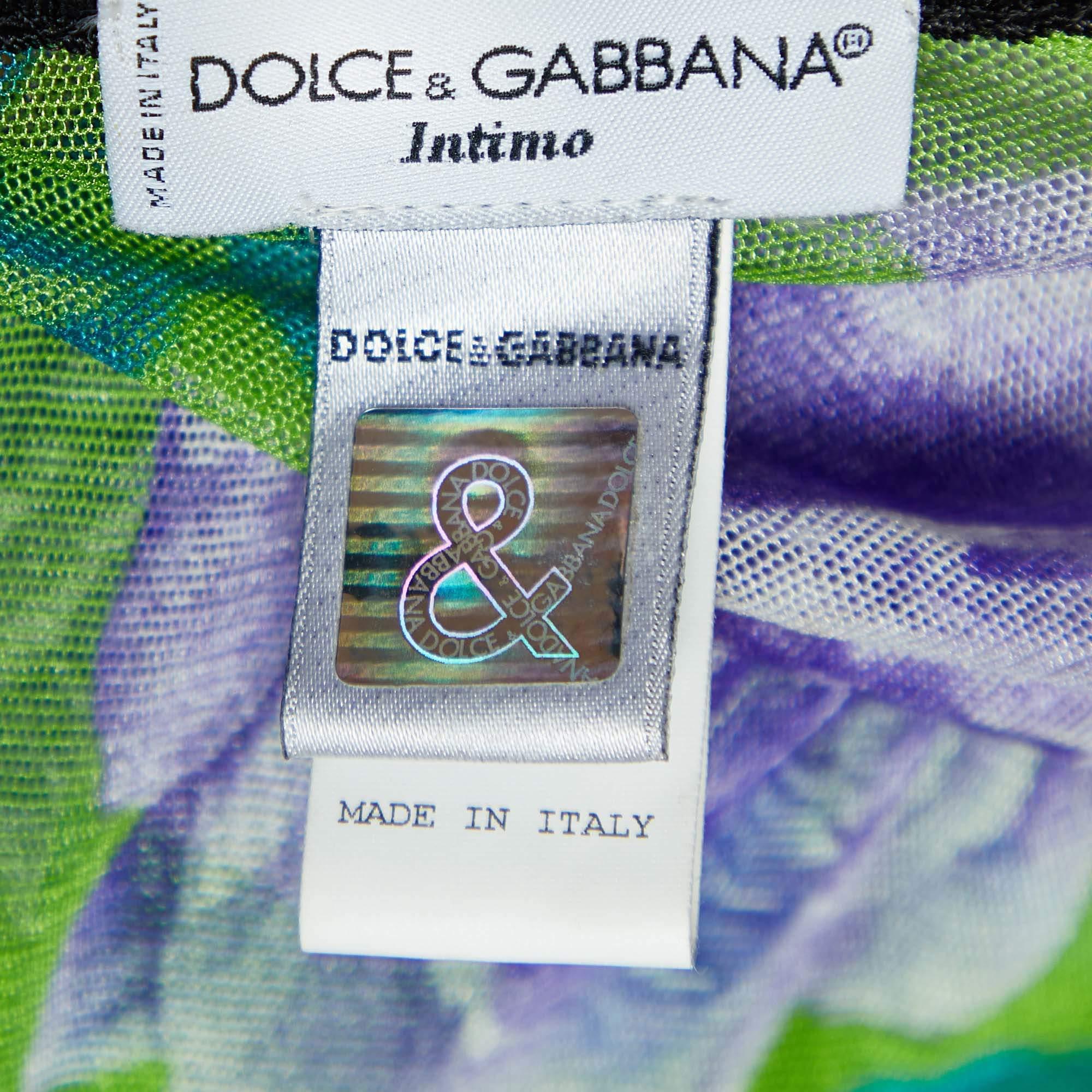 Dolce & Gabbana Intimo Top verde con stampa floreale S In condizioni buone in vendita a Dubai, Al Qouz 2