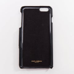 DOLCE GABBANA IPhone 6 black leather yellow green rhinestone crystal cover case