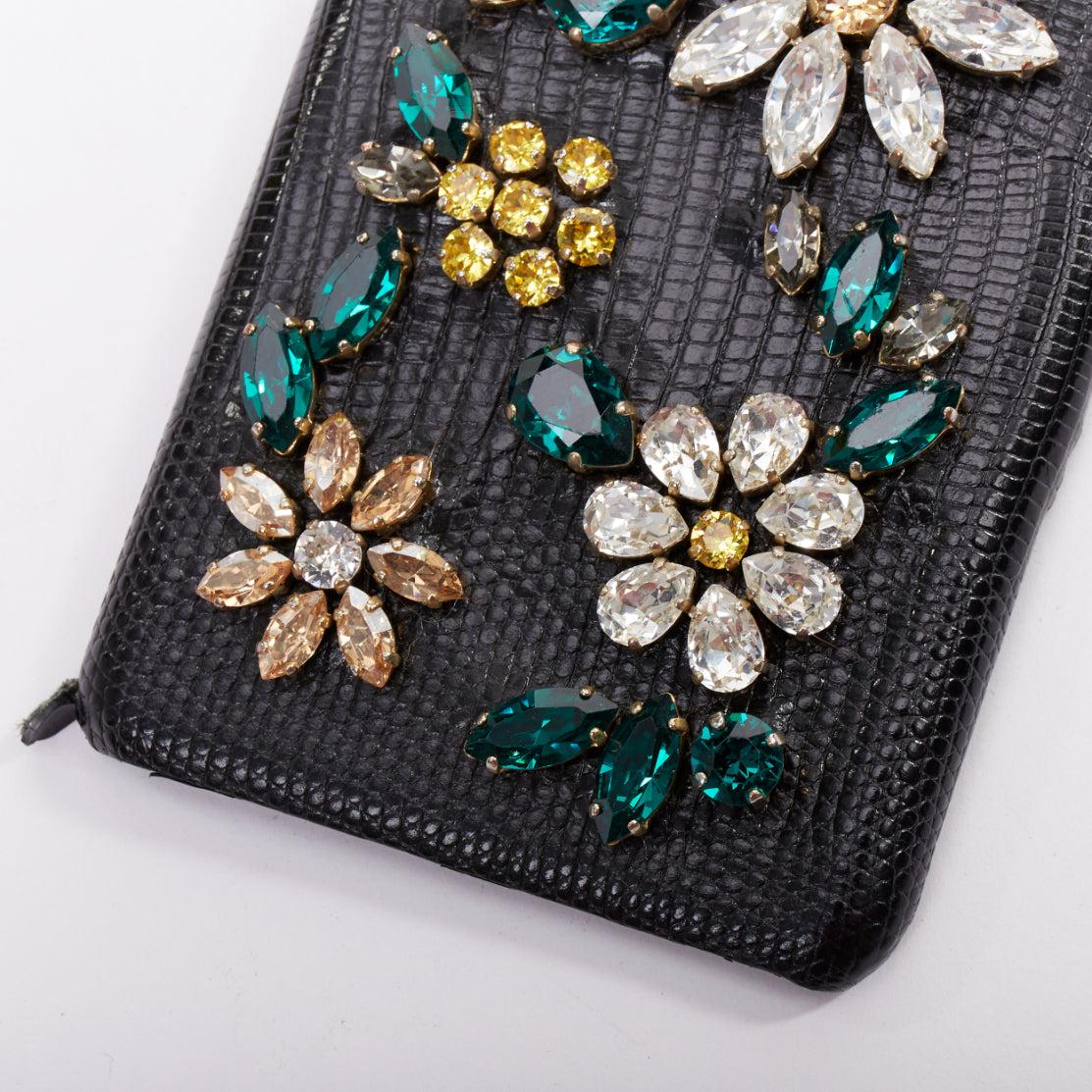 Noir Dolce & Gabbana IPhone 6 noir cuir jaune vert strass cristal étui en vente