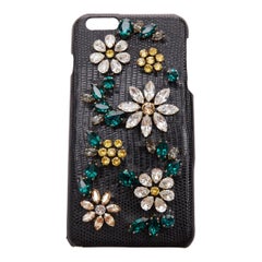 Dolce & Gabbana IPhone 6 noir cuir jaune vert strass cristal étui