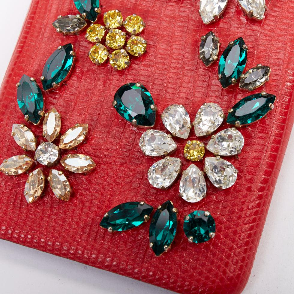 DOLCE GABBANA Iphone 6 rouge cuir vert jaune floral cristal étui Bon état - En vente à Hong Kong, NT