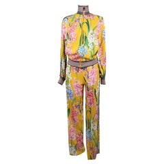 DOLCE & GABBANA Iris floral mustard yellow pants and jacket set