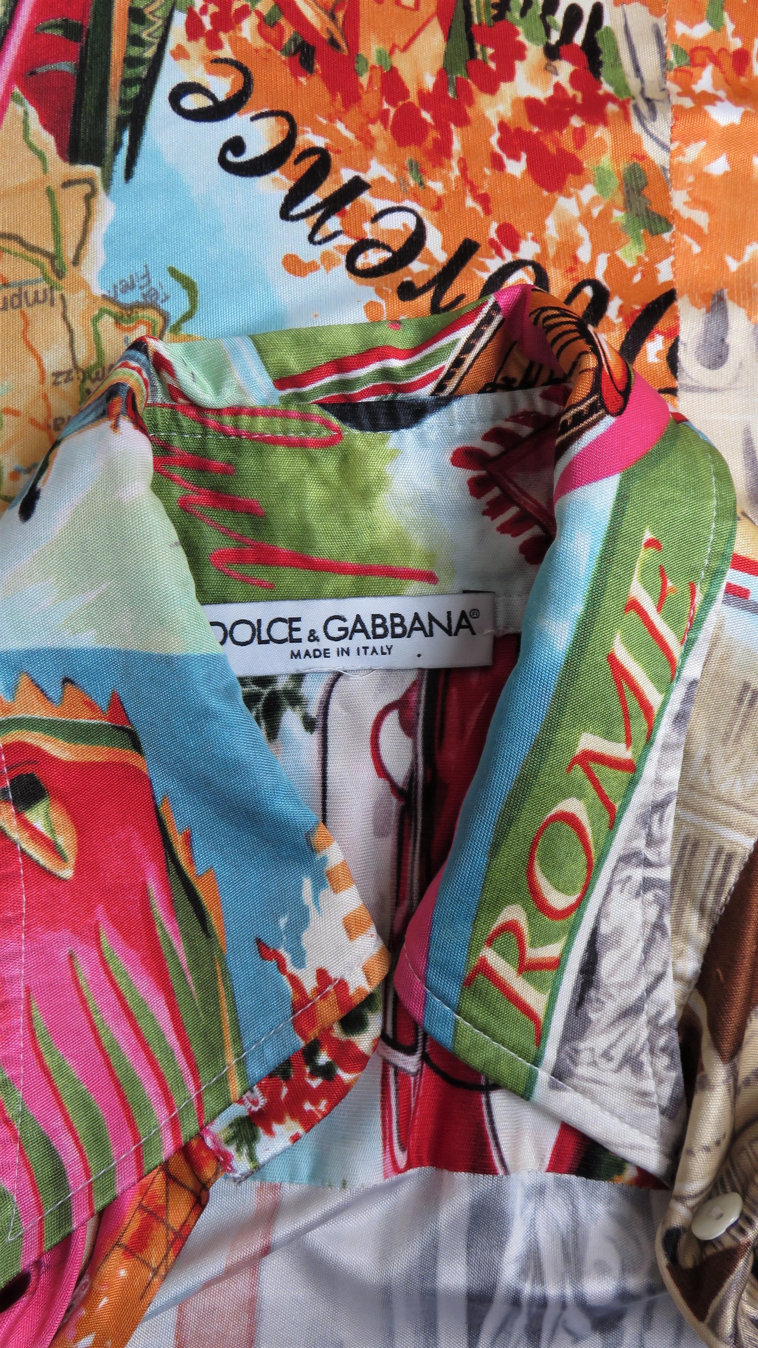 Dolce & Gabbana Italy Scenes Silk Shirt Top in vendita 12
