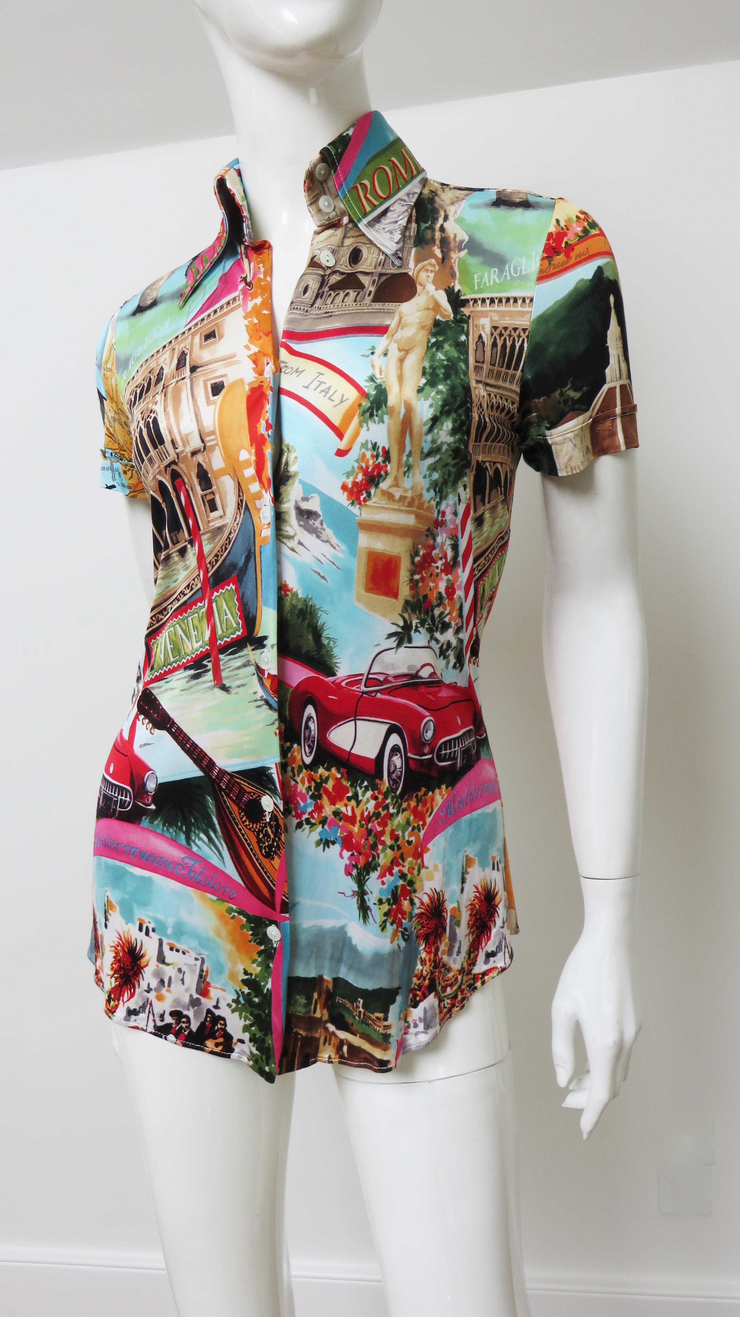Donna Dolce & Gabbana Italy Scenes Silk Shirt Top in vendita