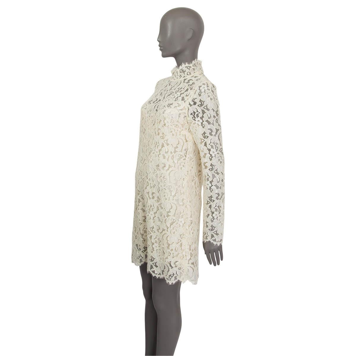 DOLCE & GABBANA ivory CODONETTO LACE MOCK NECK MINI Dress 42 M In Excellent Condition In Zürich, CH
