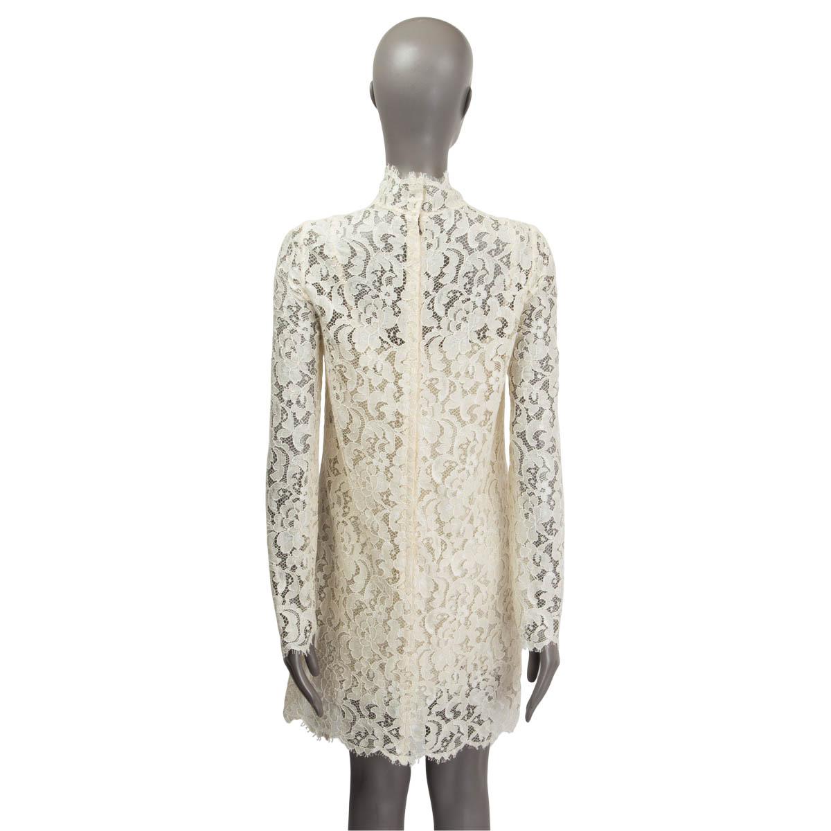 Women's DOLCE & GABBANA ivory CODONETTO LACE MOCK NECK MINI Dress 42 M