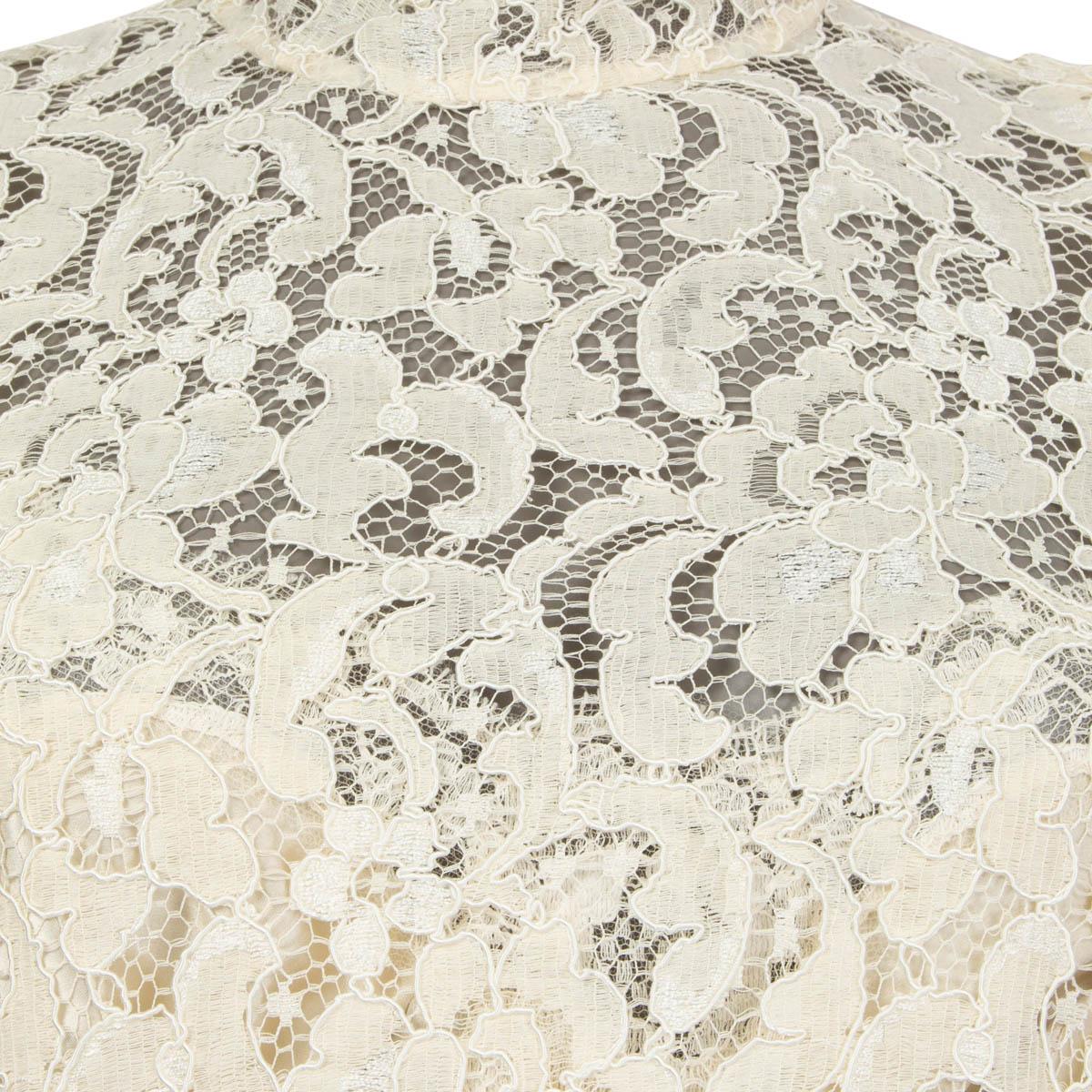 DOLCE & GABBANA ivory CODONETTO LACE MOCK NECK MINI Dress 42 M 1