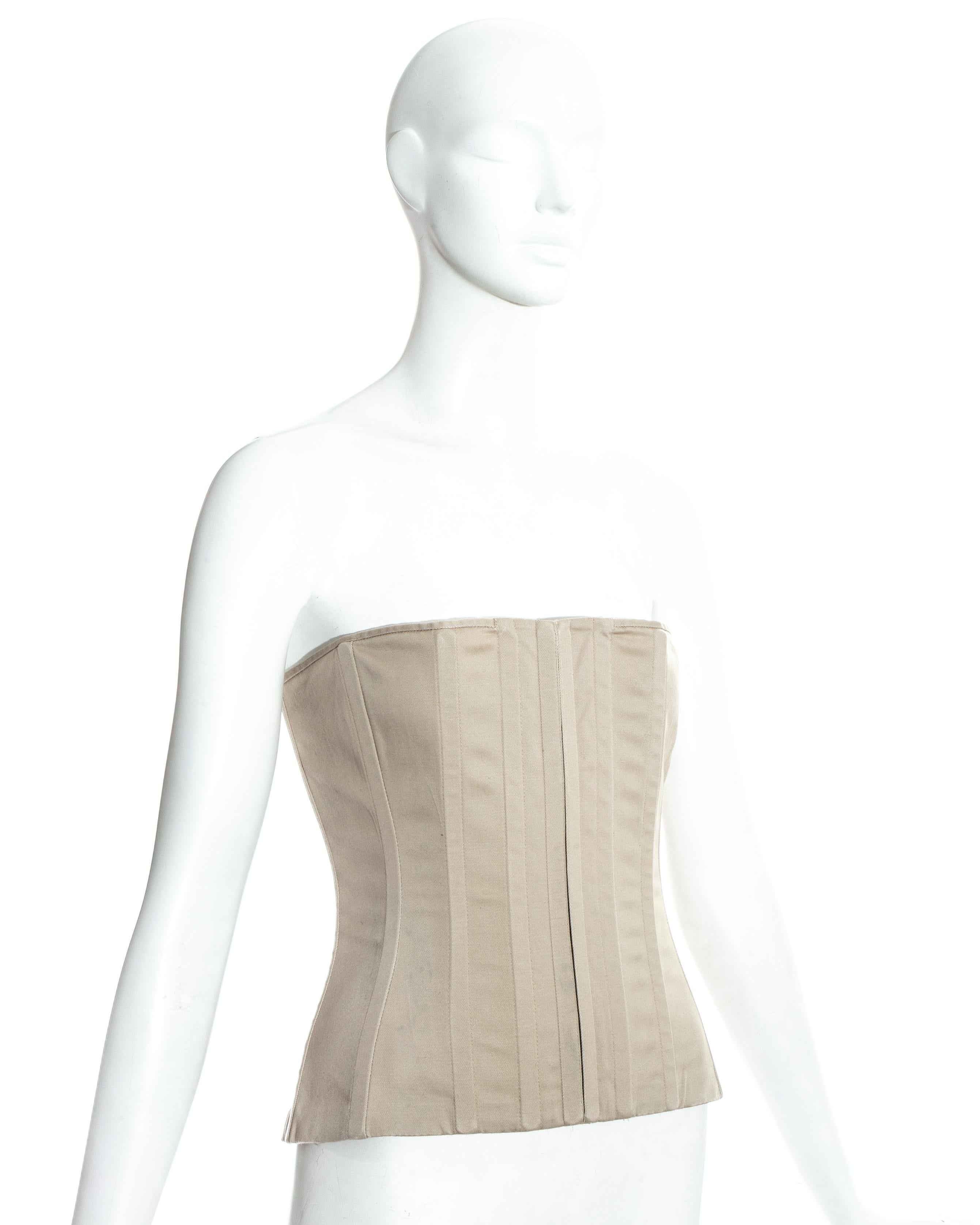 Beige Dolce & Gabbana ivory cotton bustier corset, c. 1990s