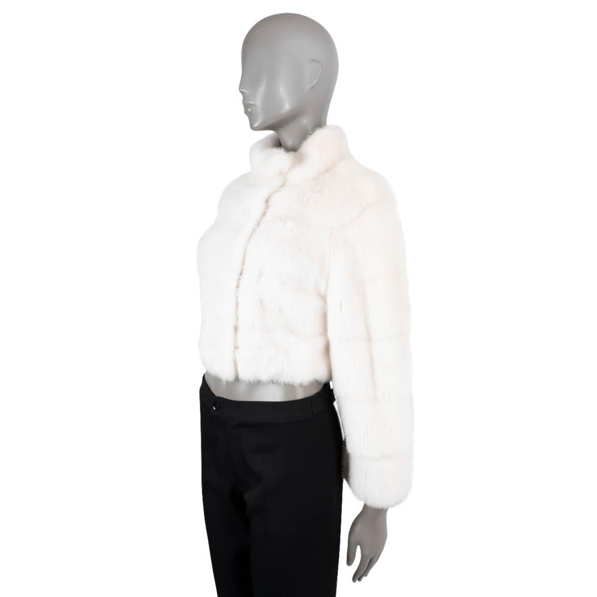 DOLCE & GABBANA ivory CROPPED MINK FUR Jacket 40 S In Fair Condition For Sale In Zürich, CH