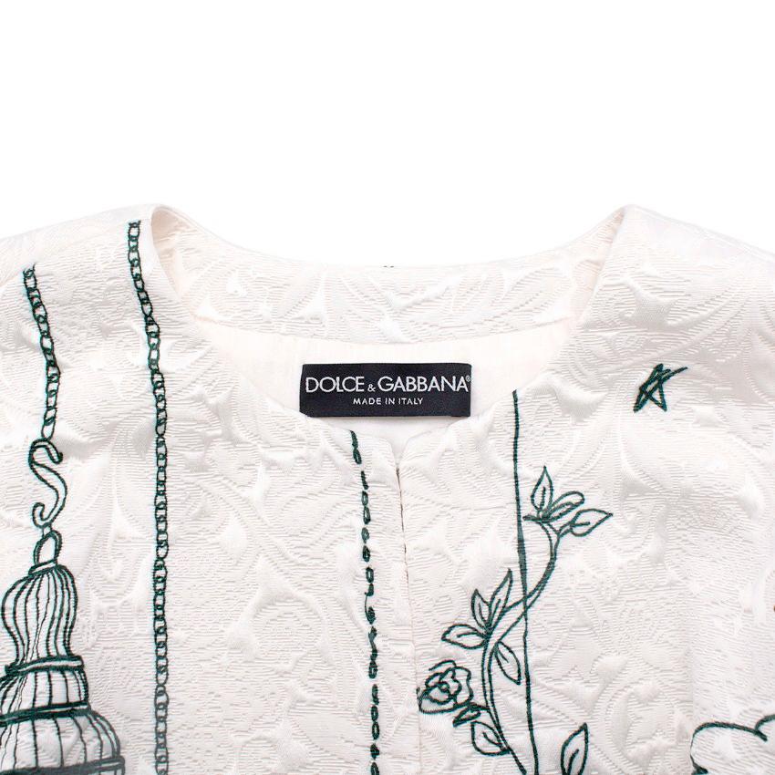 Dolce & Gabbana Ivory Damask Victorian Garden Print Swing Coat - US 4 In Excellent Condition For Sale In London, GB