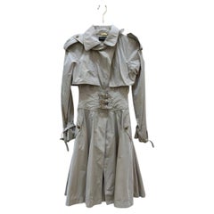 Dolce & Gabbana Ivory Fitted Trench Coat with Cape Overlay, Sz IT 40