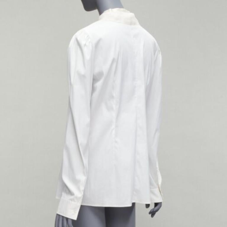 DOLCE GABBANA ivory lace ruffle collar long sleeve fitted dress shirt IT46 XL For Sale 1