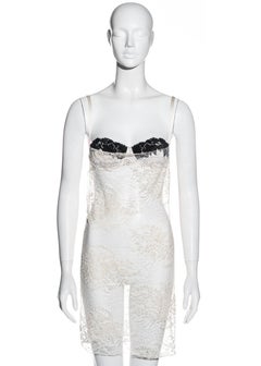 Dolce & Gabbana ivory lace slip dress with attached bra, fw 2001