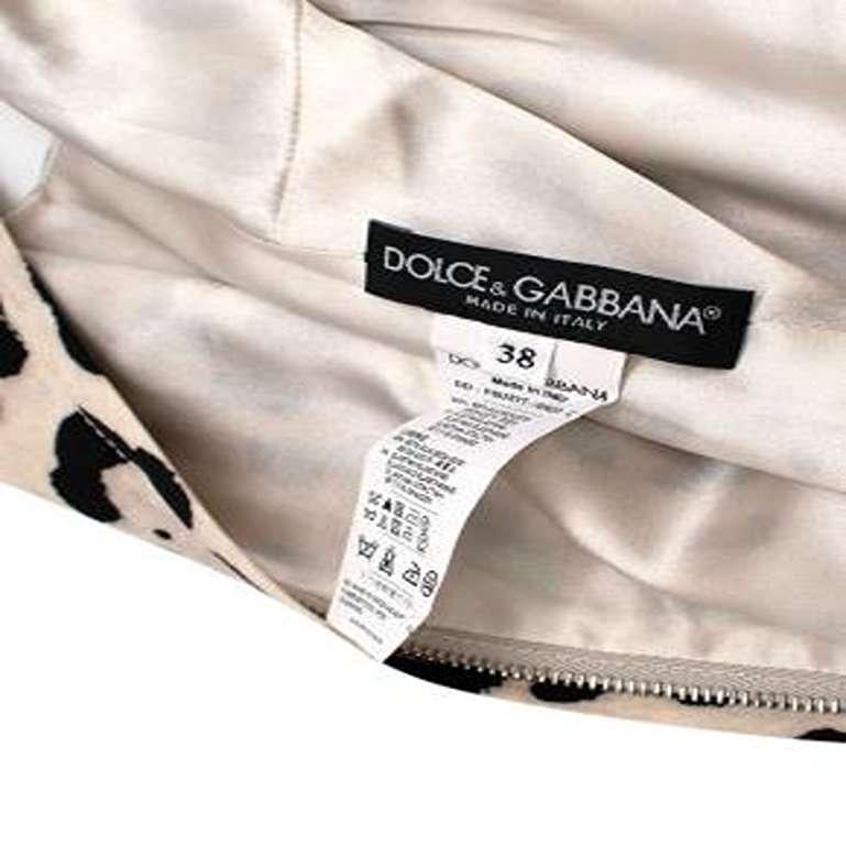 Dolce & Gabbana ivory leopard print silk charmeuse shift dress For Sale 2