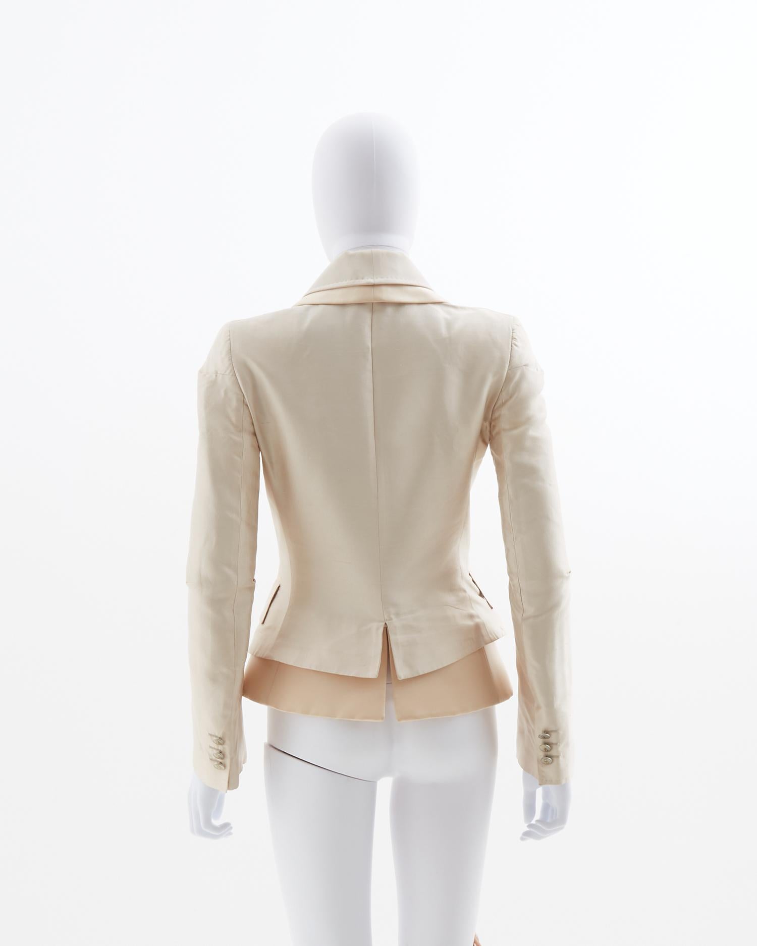 Beige Dolce & Gabbana Ivory silk double layered jacket, ss 2005  For Sale