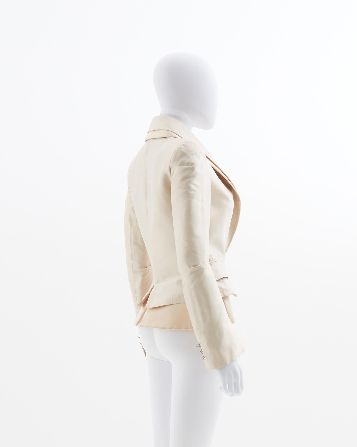 Dolce & Gabbana Ivory silk double layered jacket, ss 2005  In Excellent Condition For Sale In Milano, IT
