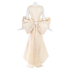 Vintage Dolce & Gabbana ivory silk fishtail wedding dress with large bow, c. 1990s