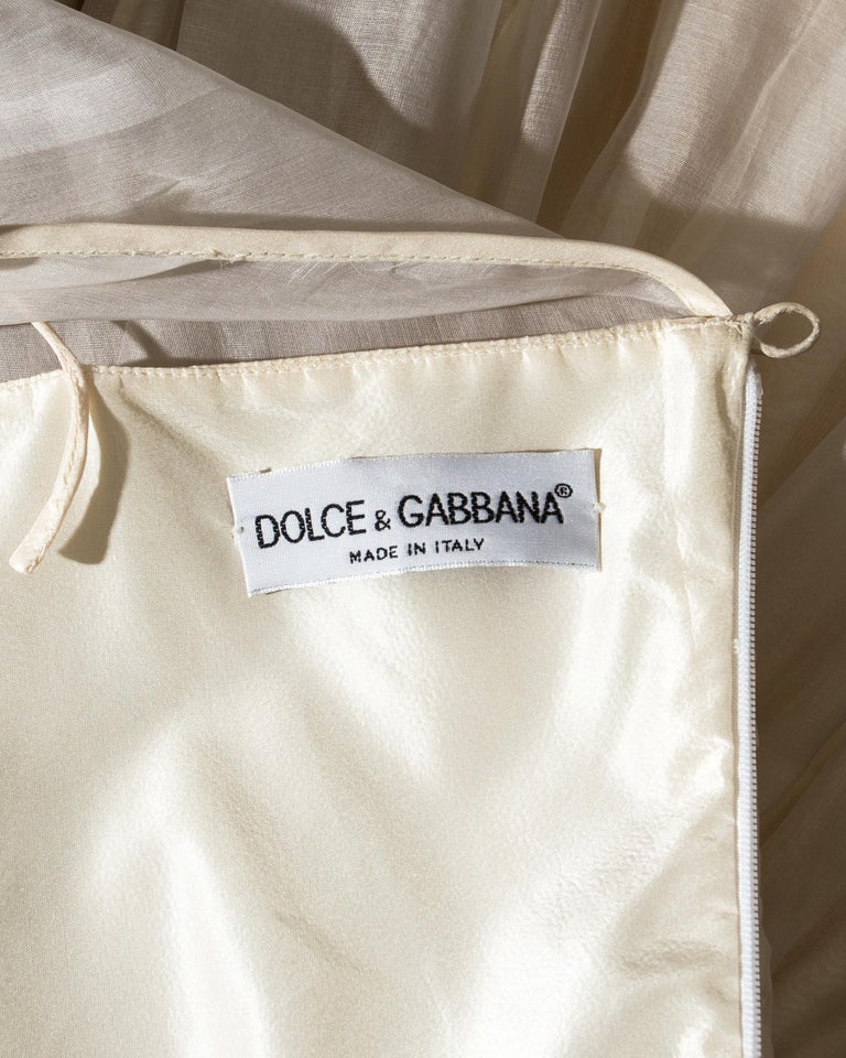 Dolce & Gabbana Ivory silk wedding dress with full balloon hem skirt, c. 1990s For Sale 1