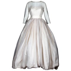 Vintage Dolce & Gabbana Ivory silk wedding dress with full balloon hem skirt, c. 1990s