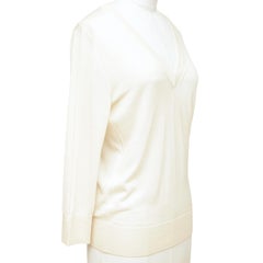 DOLCE & GABBANA Ivory Sweater Knit V-Neck 3/4 Sleeve Cashmere Silk Sz 42