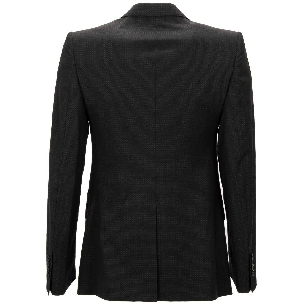 - Exclusive double-breasted virgin wool Jacket / Blazer and Vest Ensemble with embroidered DG logo and crowns in black by DOLCE & GABBANA - SICILIA Line - MADE IN ITALY - New with Tag - Slim Fit - Model: IK4JMZ-FJ2BB-N0000 - Material: 100% Virgin
