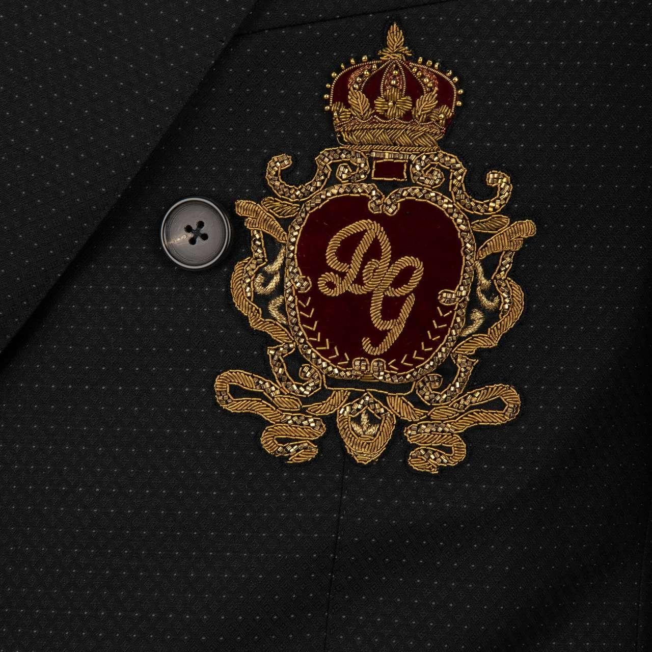 Dolce & Gabbana Jacket with Vest SICILIA Embroidered Logo Crown Black 48 38 M For Sale 2