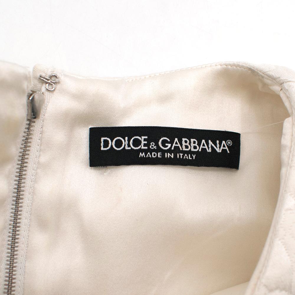 Beige Dolce & Gabbana Jacquard Floral Print Dress - Size US 4