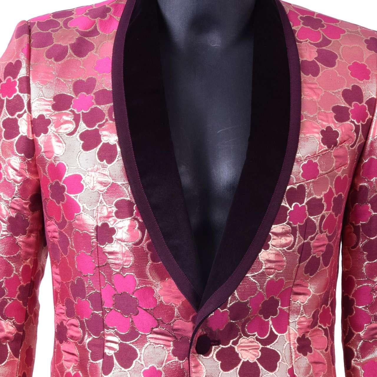Dolce & Gabbana - Jacquard Tuxedo Blazer Red Pink 44 In Excellent Condition For Sale In Erkrath, DE