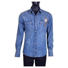 Dolce & Gabbana - Jeans Shirt with Clock Embroidery 40/15.75