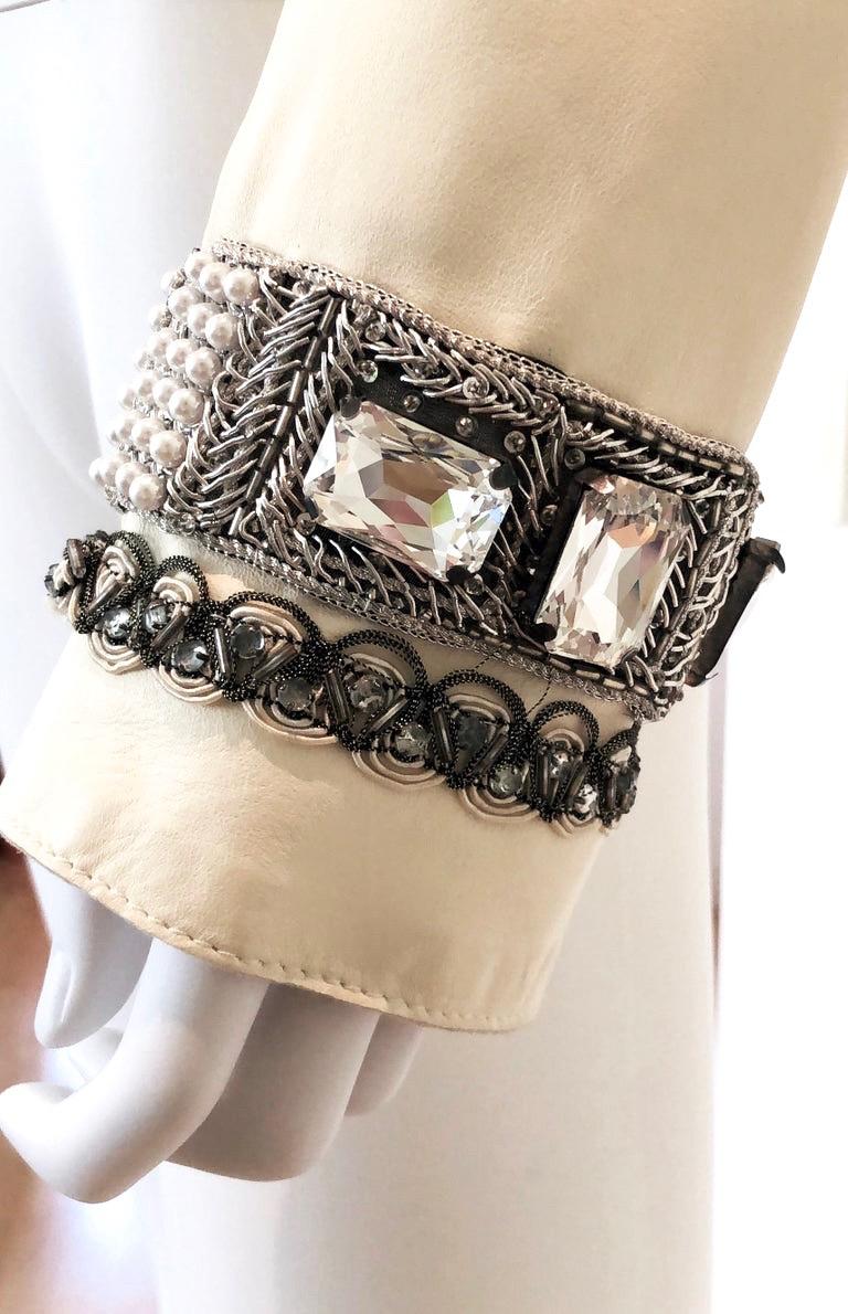 Dolce & Gabbana Jewel Embellished Fitted Short Off White Lambskin Evening Jacket For Sale 1