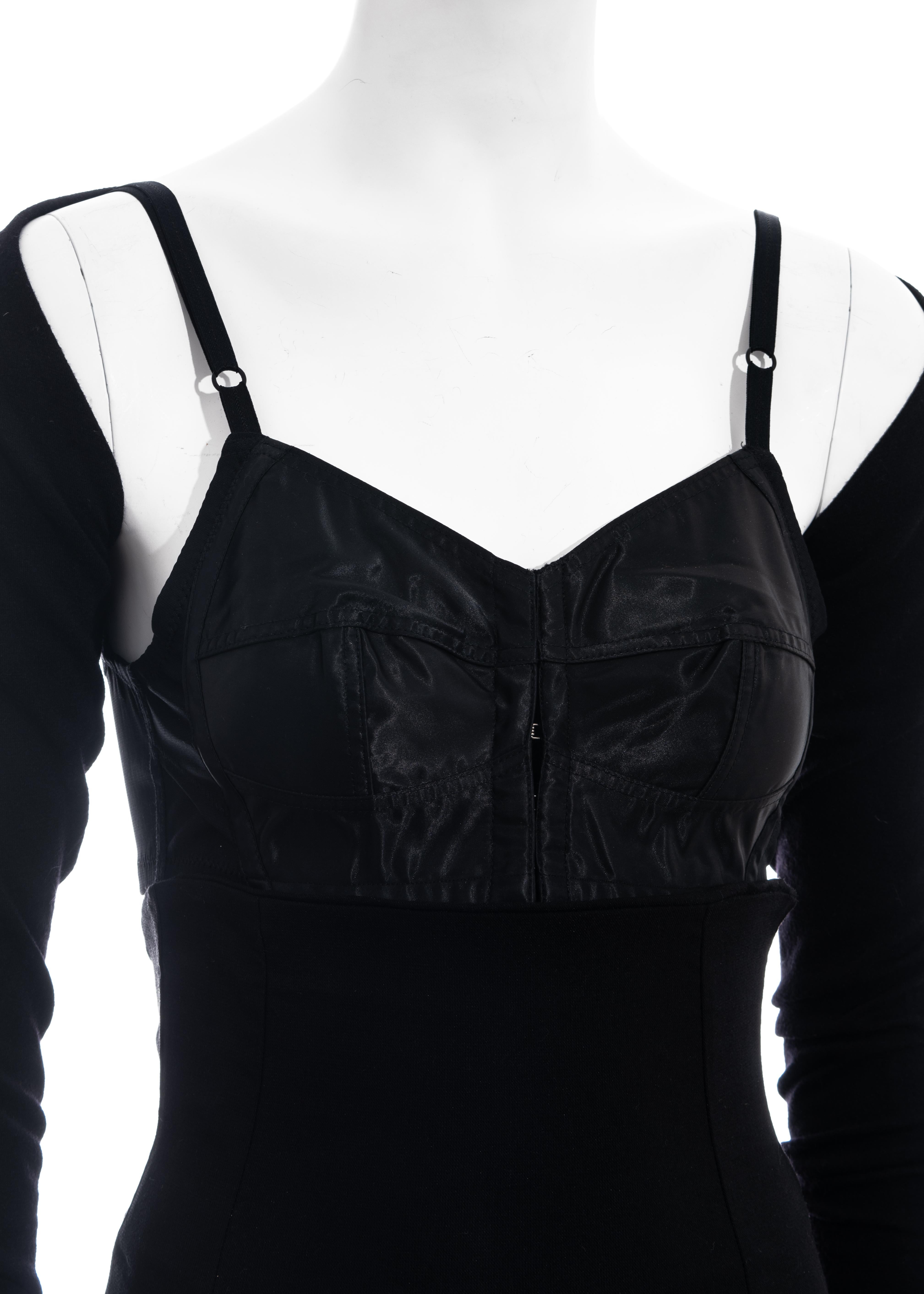 Black Dolce & Gabbana jewelled corset, mini skirt, shrug and gloves ensemble, fw 1991
