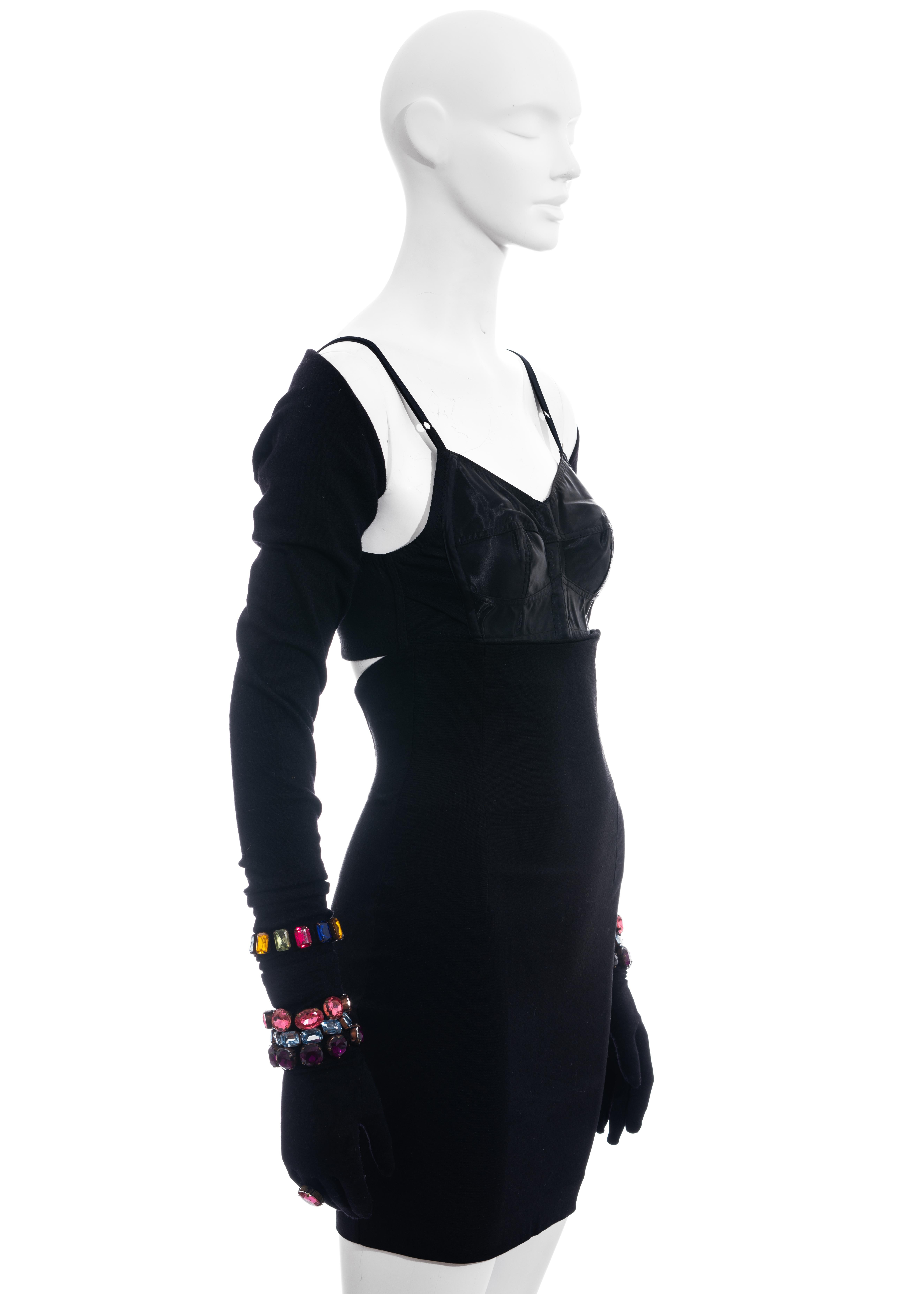 Dolce & Gabbana jewelled corset, mini skirt, shrug and gloves ensemble, fw 1991 In Excellent Condition In London, GB