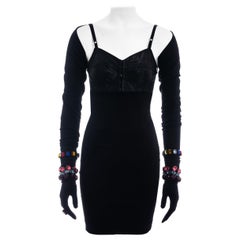 Dolce & Gabbana jewelled corset, mini skirt, shrug and gloves ensemble, fw 1991