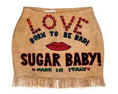 Dolce & Gabbana jute hand-painted 'Sugar Baby' mini skirt, ss 1992