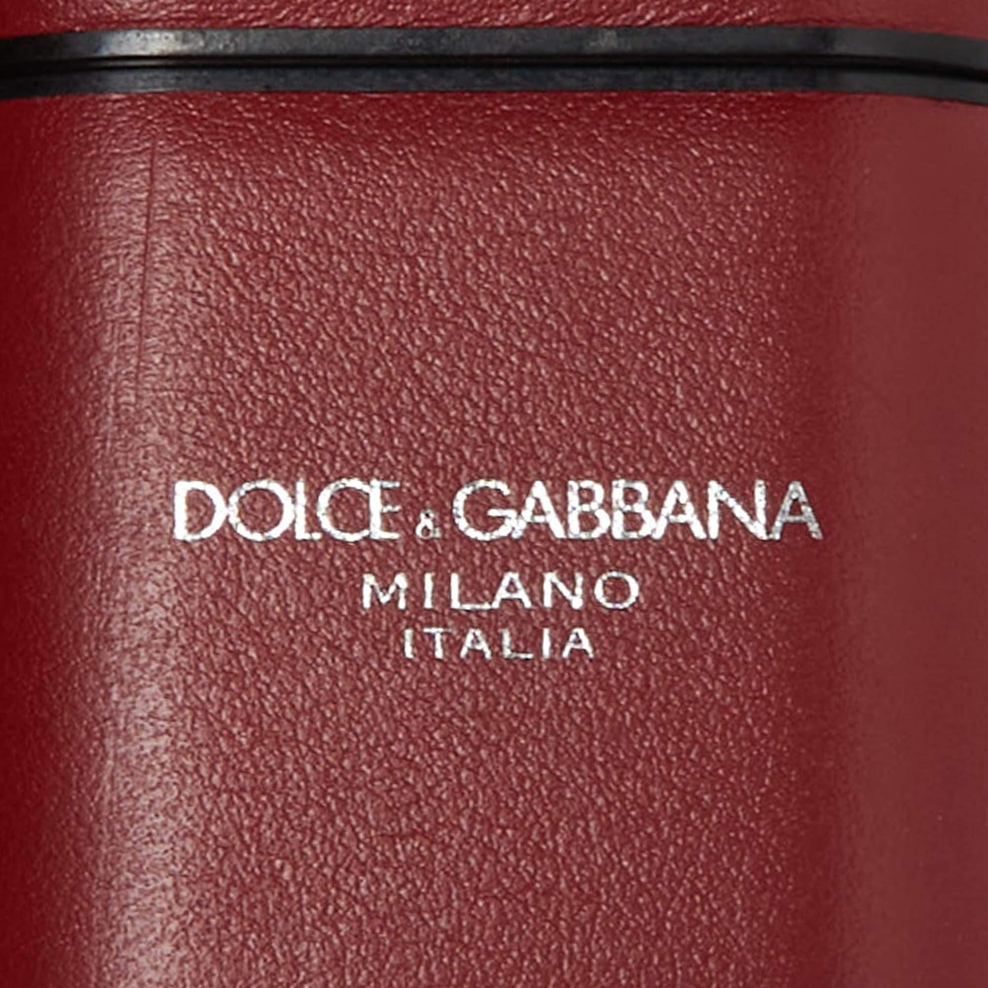 Dolce & Gabbana Key Red Leather Earphone Cover w/ Zip Card Holder For Sale 2