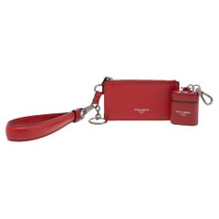 Dolce & Gabbana Schlüsselanhänger aus rotem Leder mit Reißverschluss und Kartenetui aus Leder
