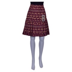 Dolce & Gabbana - Keys Printed Jacquard Skirt Bordeaux IT 38