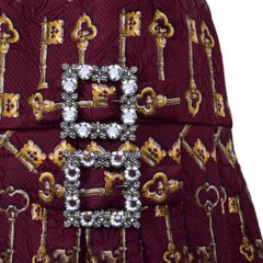 Dolce & Gabbana - Keys Printed Jacquard Skirt Bordeaux IT 40