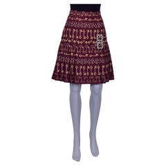 Dolce & Gabbana - Keys Printed Jacquard Skirt Bordeaux IT 40
