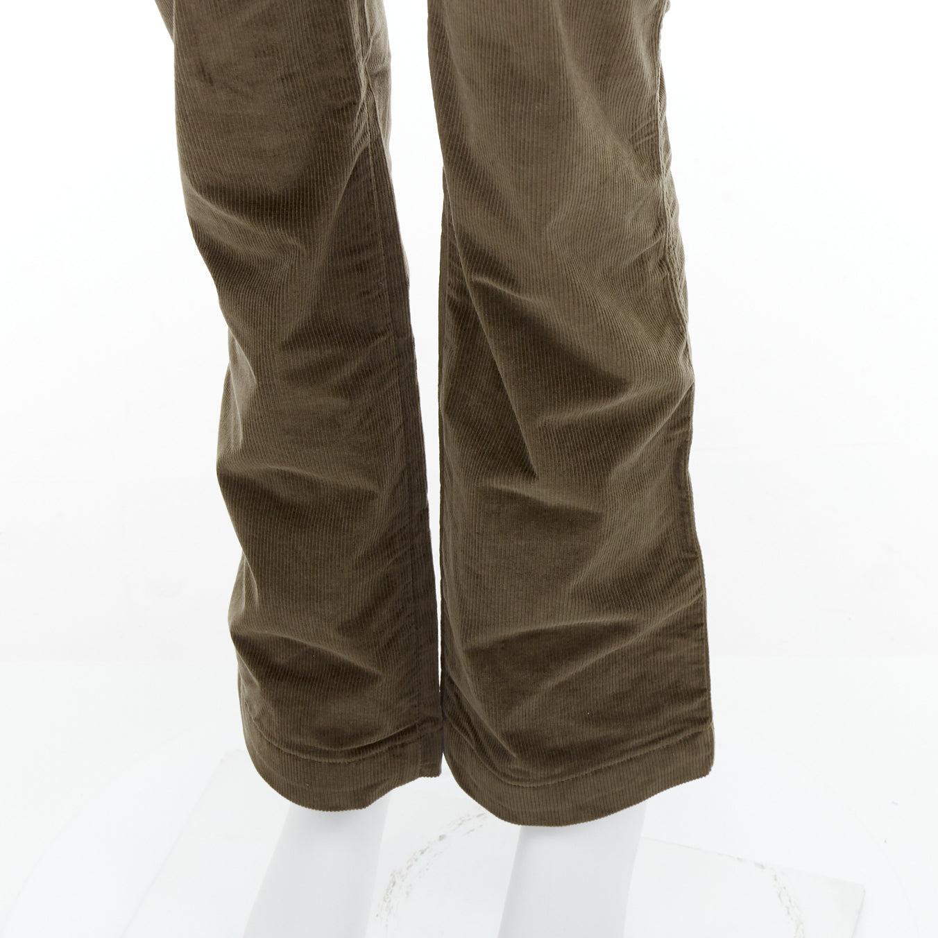 DOLCE GABBANA khaki corduroy DG crest buttons flared pants IT38 XS For Sale 2