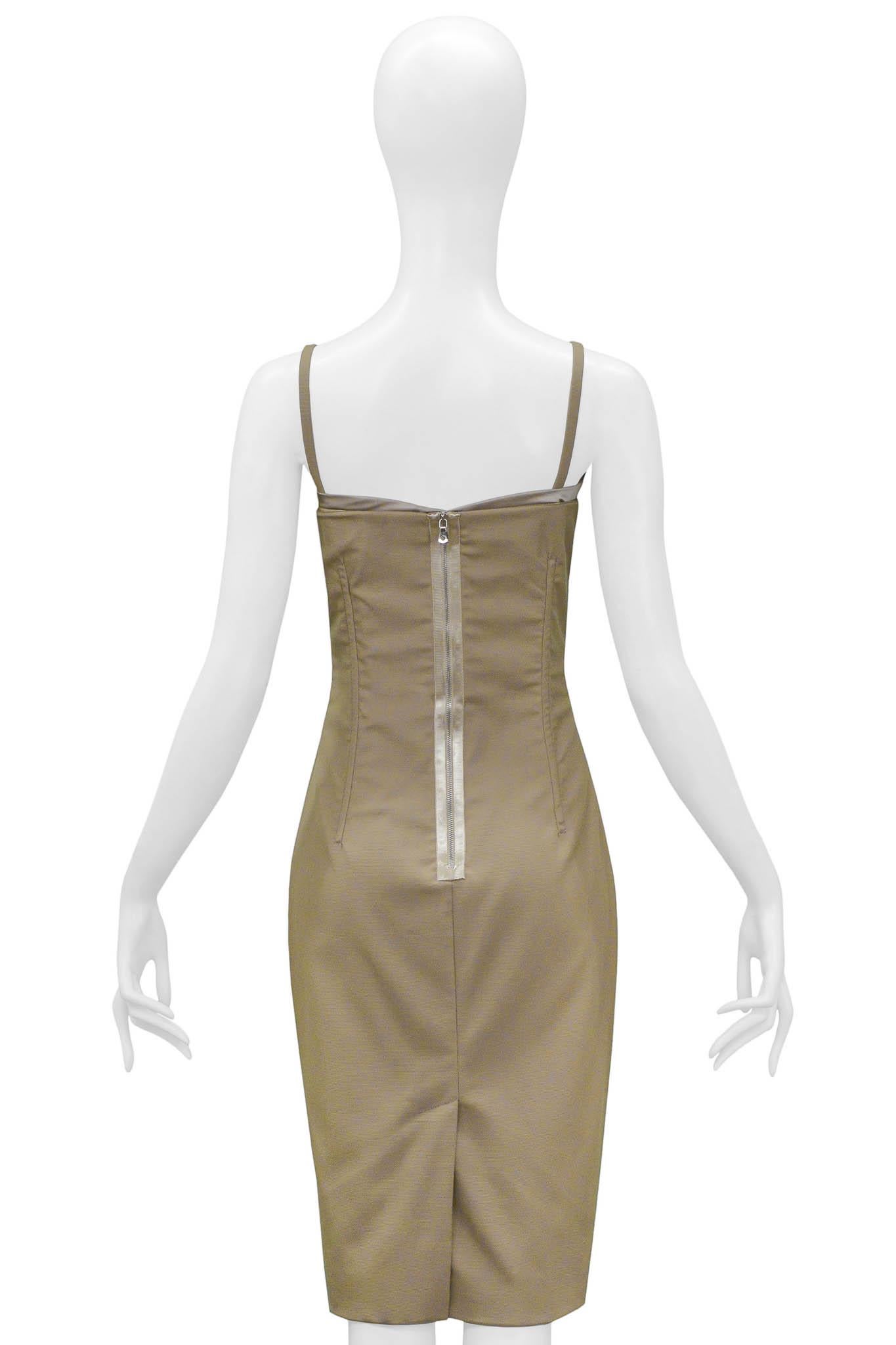 Brown Dolce & Gabbana Khaki Lace Up Corset Dress With Reflective Trim For Sale