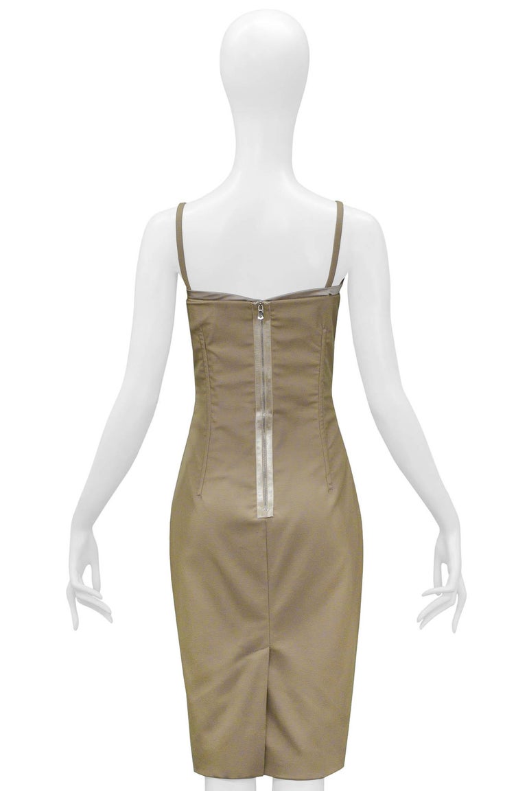 Dolce and Gabbana Khaki Lace Up Corset Dress With Reflective Trim at  1stDibs | khaki corset dress, khaki lace mesh tie strap corset, brown corset  dress