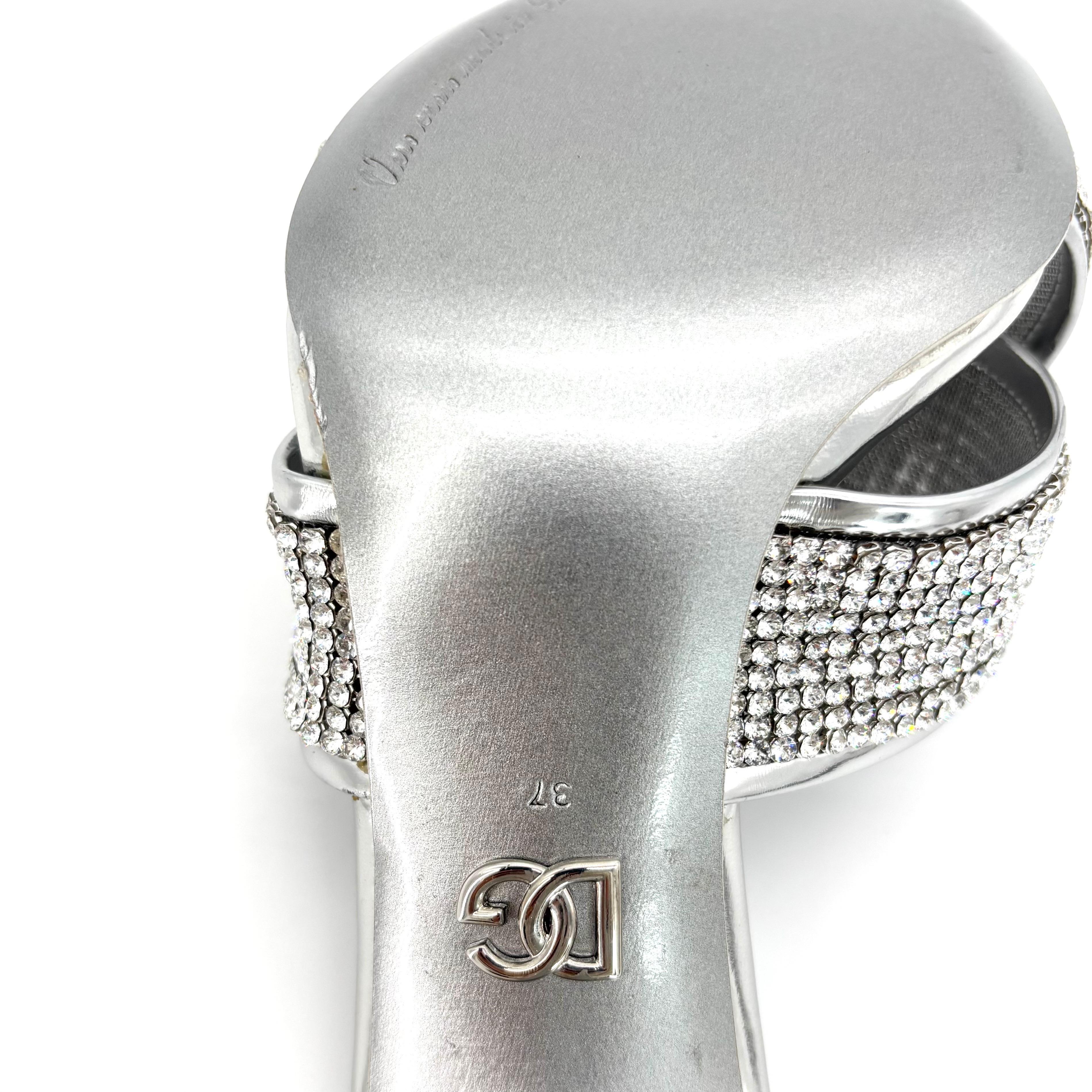 Dolce & Gabbana Kiera Crystal Mesh Mule Slip On Crossover Sandals 37 in vendita 6