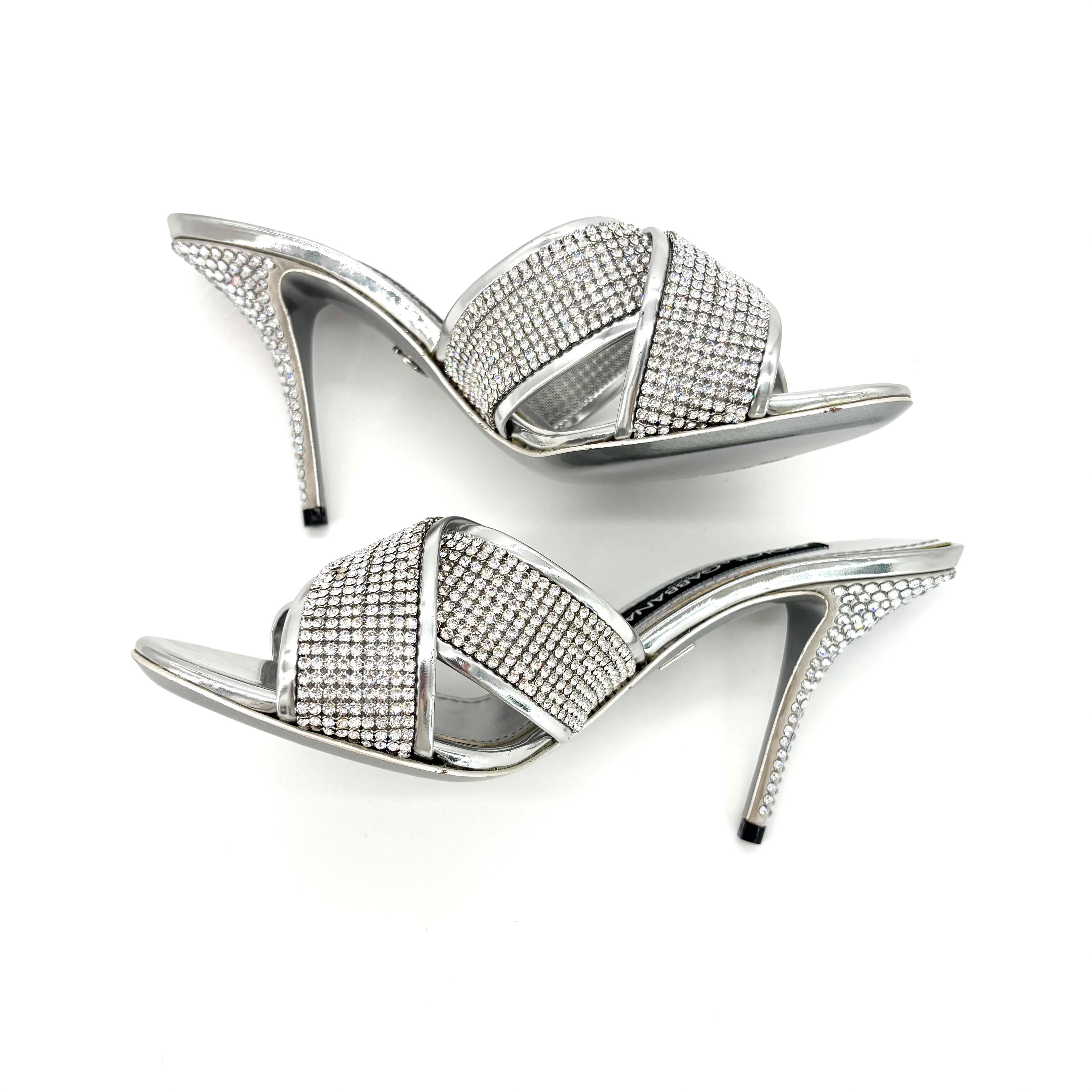 Dolce & Gabbana Kiera Crystal Mesh Mule Slip On Crossover Sandals 37 in vendita 2